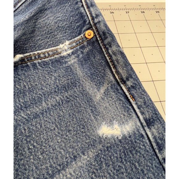 Levis 501 Original Fit Button Fly Men's Jeans W33 L34 Faded Distressed Denim - Picture 12 of 13